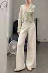 SWAYING/KNIT Seamless wool dark crease trousers SW22AW3B14 White